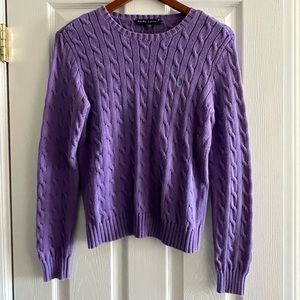 Ralph Lauren Pullover Cable-knit Sweater, Purple, Sz Medium